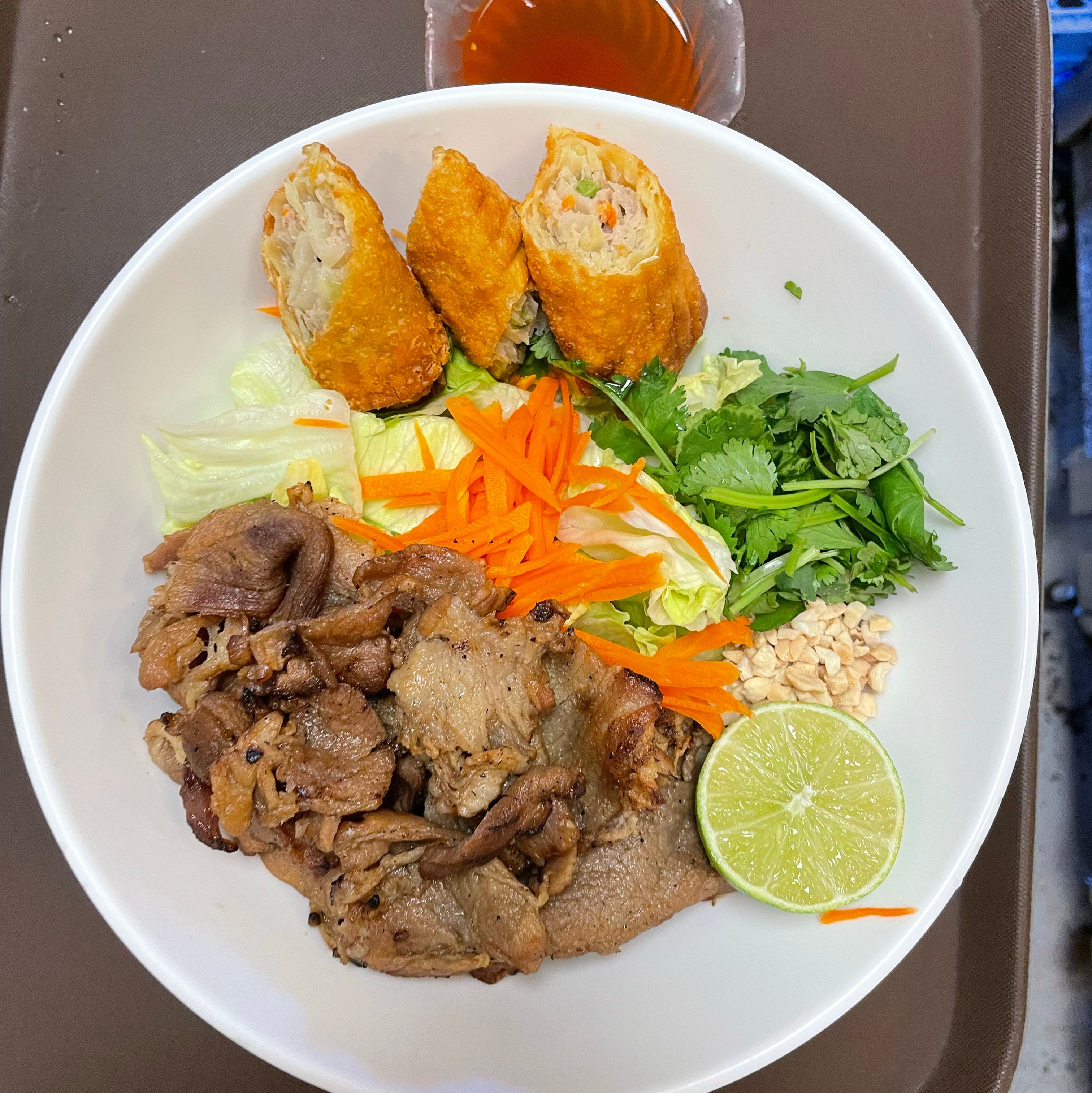 Bun Thit Nuong Cha Gio (Pork & Fried Roll) Bowl.